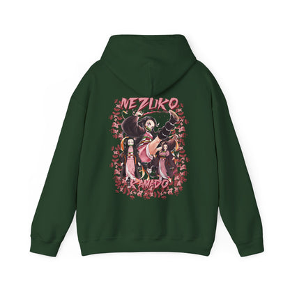Nezuko Kamado Pink Flowers Back Print Hoodie – 100% Cotton Anime Hoodie for Demon Slayer Fans