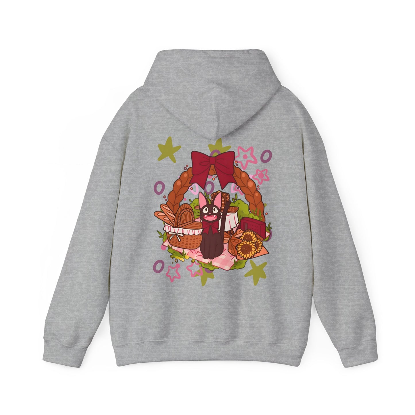 Jiji Cat Gift Back Print Hoodie – 100% Cotton Studio Ghibli Inspired Anime Hoodie