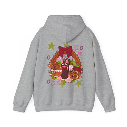 Jiji Cat Gift Back Print Hoodie – 100% Cotton Studio Ghibli Inspired Anime Hoodie
