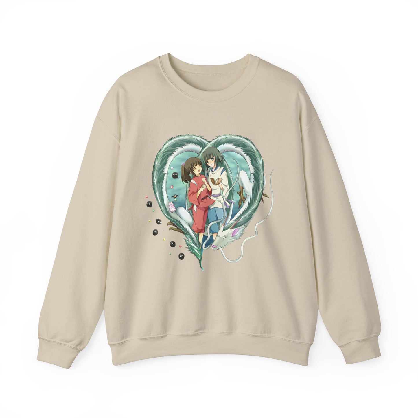 Chihiro and Haku Love Sweatshirt – 100% Cotton Spirited Away Anime Pullover for Studio Ghibli Fans