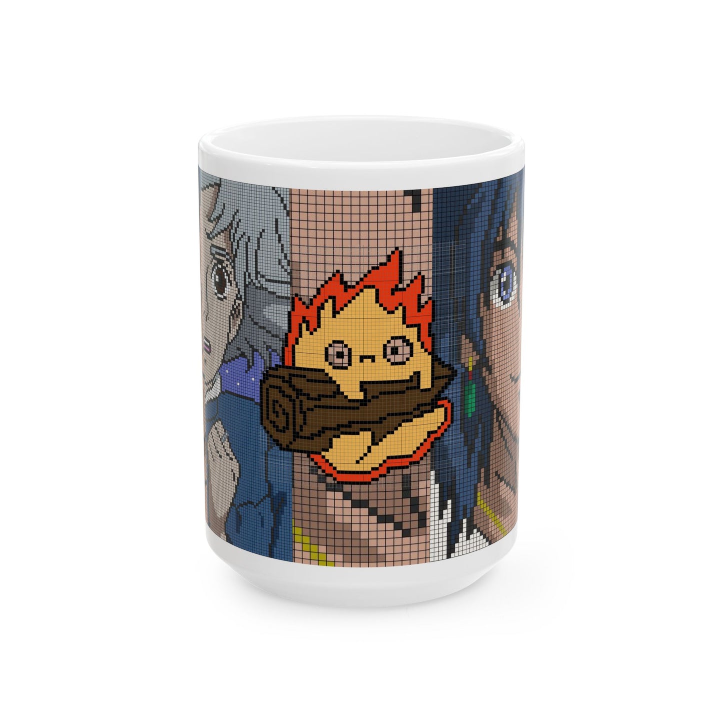 Howl's Moving Castle Pixel Art Mug – Studio Ghibli Coffee Cup 11oz & 15oz – Retro Anime Gift for Fans