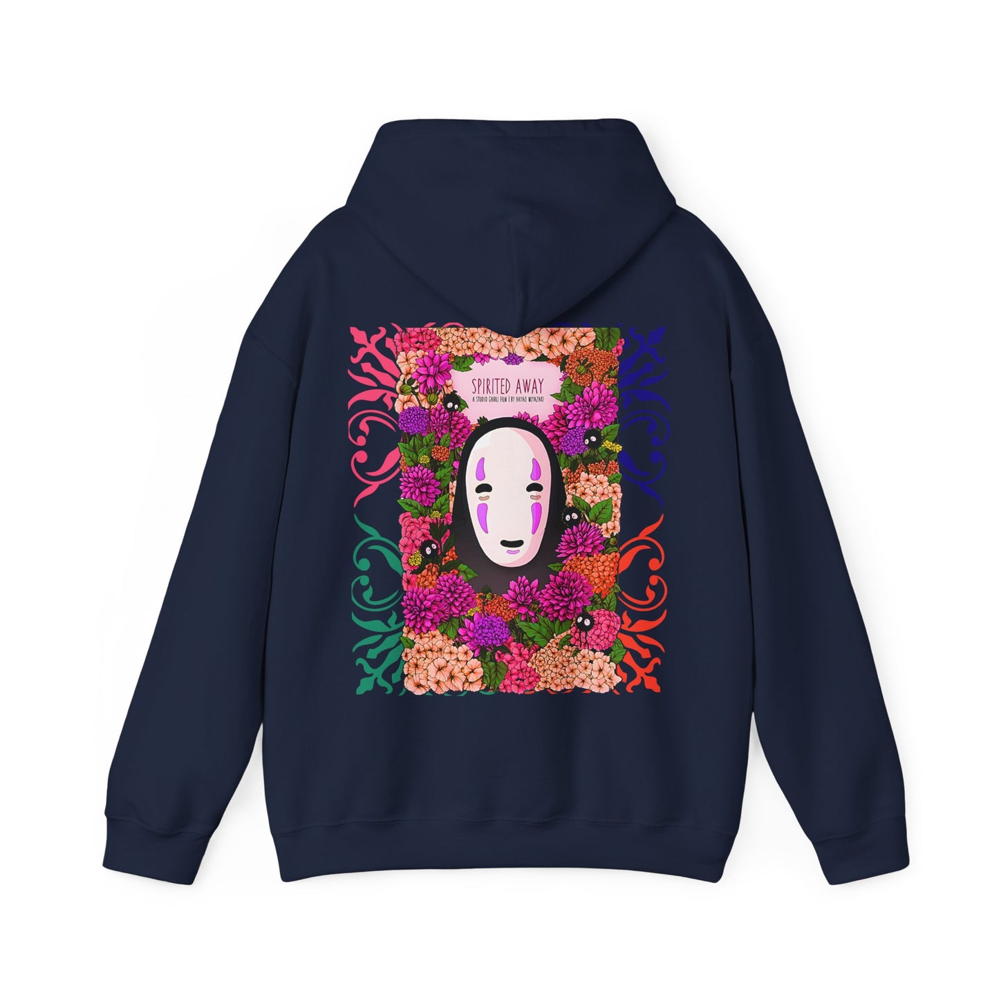 No Face Back Print Hoodie – Spirited Away Ghibli | 100% Cotton Gildan 18500 Anime Hoodie