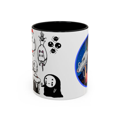 Spirited Away Moments Accent Mug – Color Handle Ghibli Cup 11oz & 15oz – Chihiro and Haku Anime Scene Gift