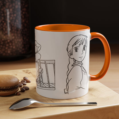 Sophie and Howl Accent Mug – Romantic Ghibli Color Handle Cup 11oz & 15oz – Howl’s Moving Castle Anime Love Gift