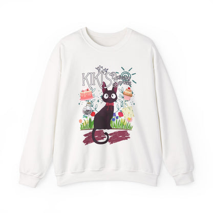Jiji Collage Studio Ghibli Sweatshirt – Cozy 100% Cotton Anime Pullover Featuring Kiki’s Cat