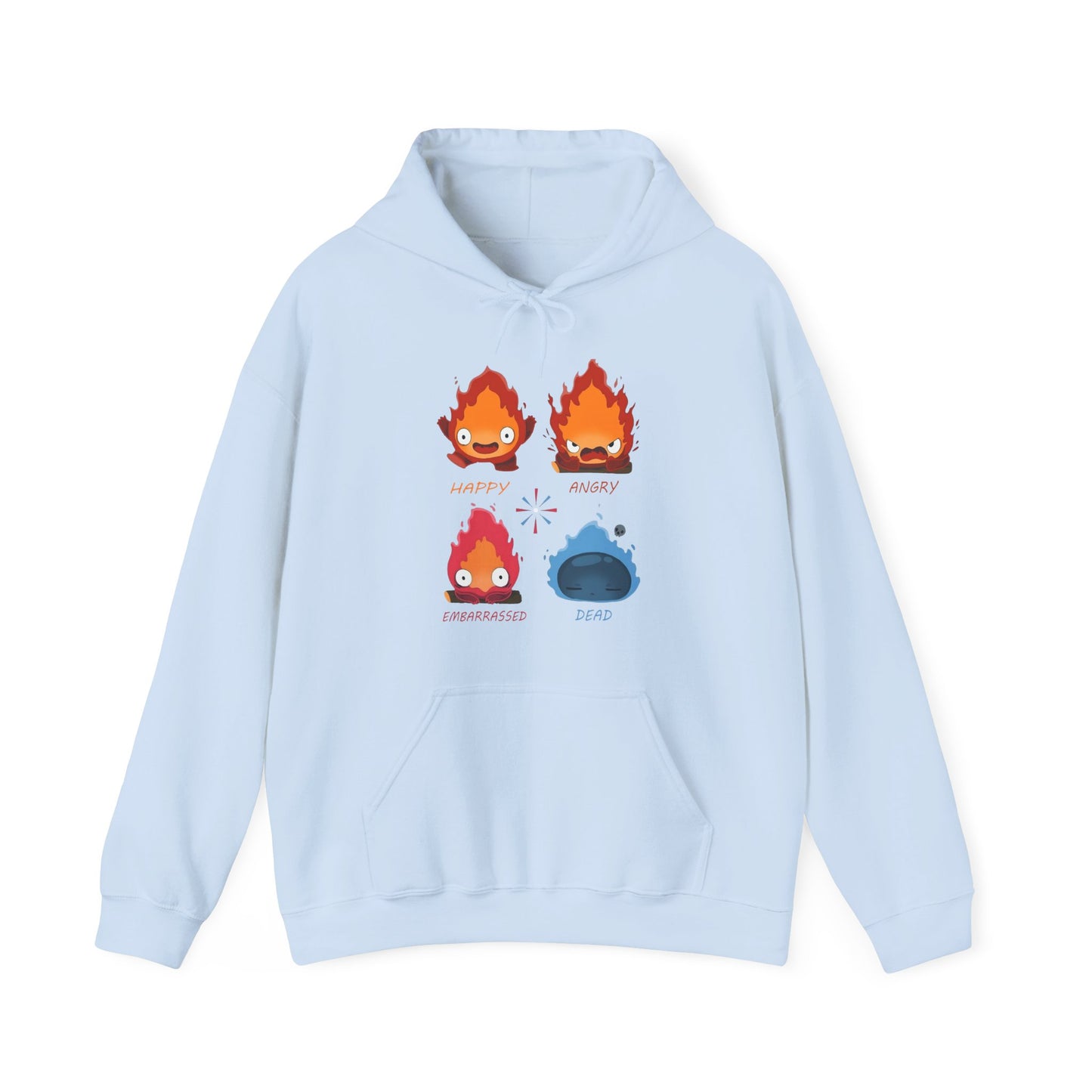 Funny Calcifer Faces Hoodie – 100% Cotton Howl’s Moving Castle Ghibli Anime Pullover