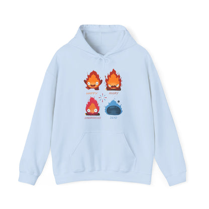 Funny Calcifer Faces Hoodie – 100% Cotton Howl’s Moving Castle Ghibli Anime Pullover