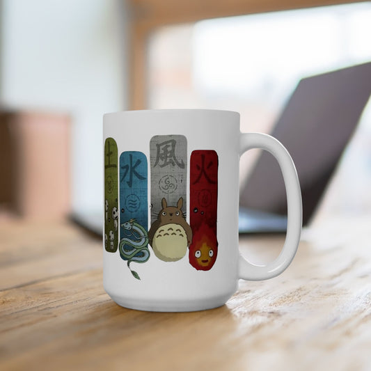 Studio Ghibli Figures Mug – 11oz & 15oz Anime Ceramic Cup – Ghibli Character Coffee Mug Gift for Fans