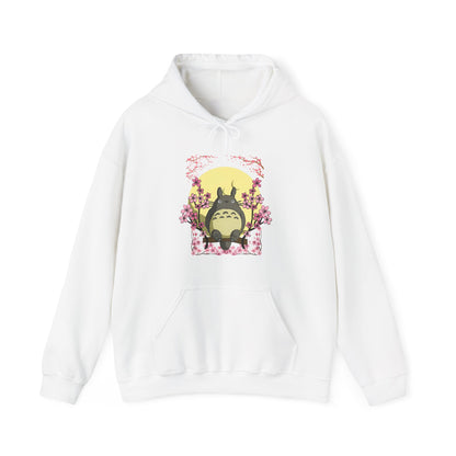 Totoro Sakura Moon Hoodie – 100% Cotton Studio Ghibli-Inspired Cherry Blossom Anime Sweatshirt