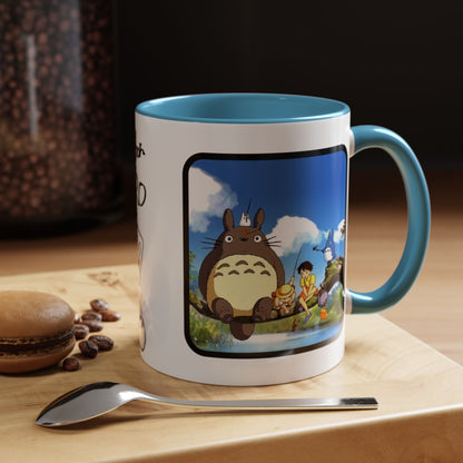 My Neighbor Totoro Accent Mug – Ghibli Collage Color Handle Cup 11oz & 15oz – Cute Anime Coffee Mug Gift