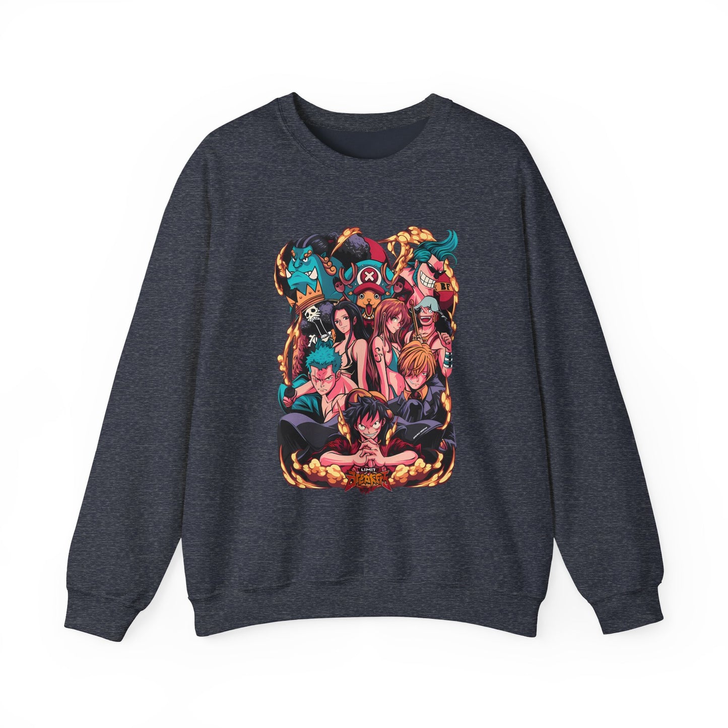 One Piece Characters Sweatshirt – 100% Cotton Anime Pullover Featuring Straw Hat Crew