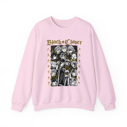 Black Clover Characters Sweatshirt – 100% Cotton Anime Pullover – Asta Yuno Noelle Crewneck for Fans