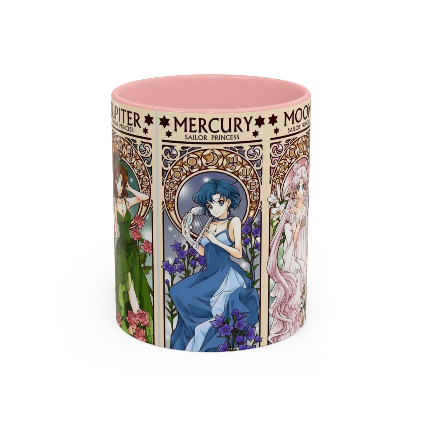 Sailor Moon Inner Guardians Accent Mug – Color Handle Anime Cup 11oz & 15oz – Magical Girl Coffee Gift