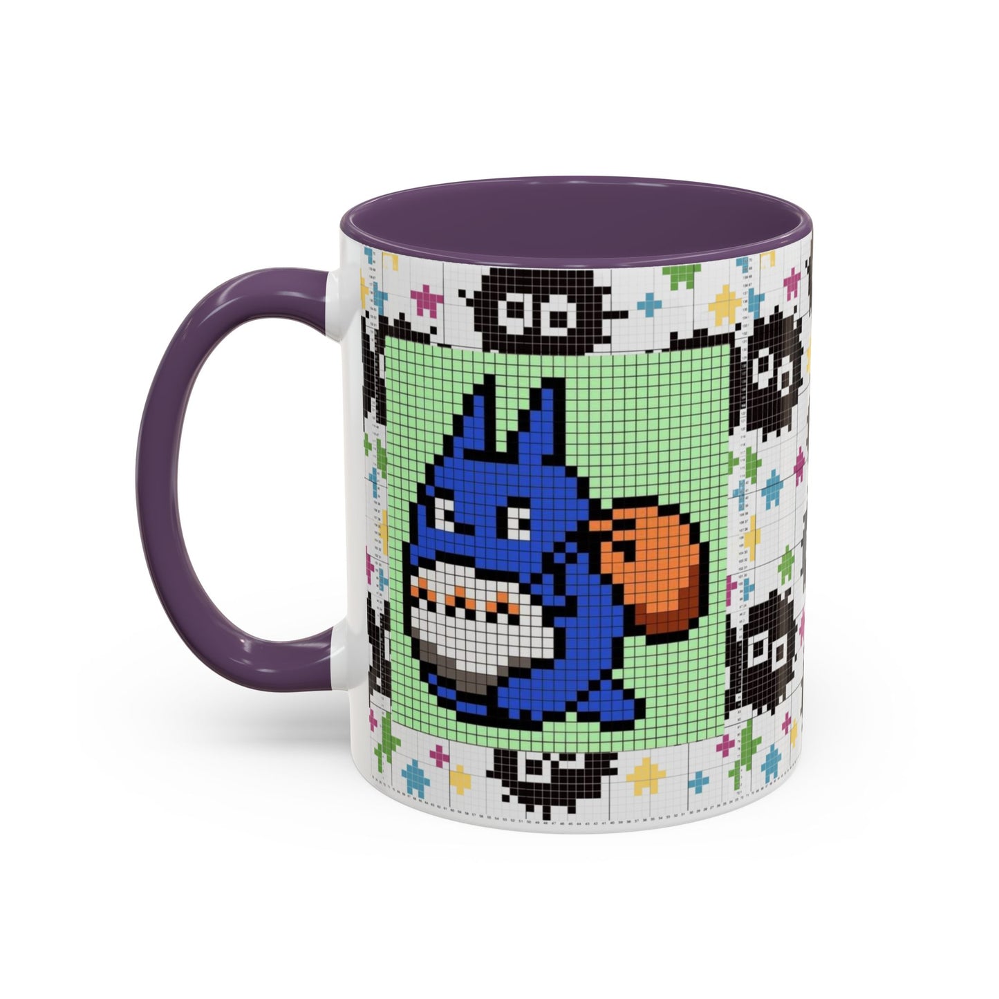 My Neighbor Totoro Pixel Accent Mug – Retro Ghibli Color Handle Cup 11oz & 15oz – Cute Anime Coffee Gift