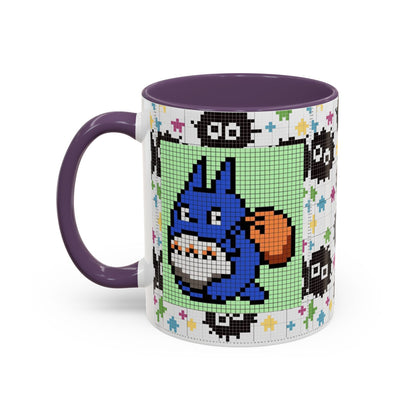 My Neighbor Totoro Pixel Accent Mug – Retro Ghibli Color Handle Cup 11oz & 15oz – Cute Anime Coffee Gift