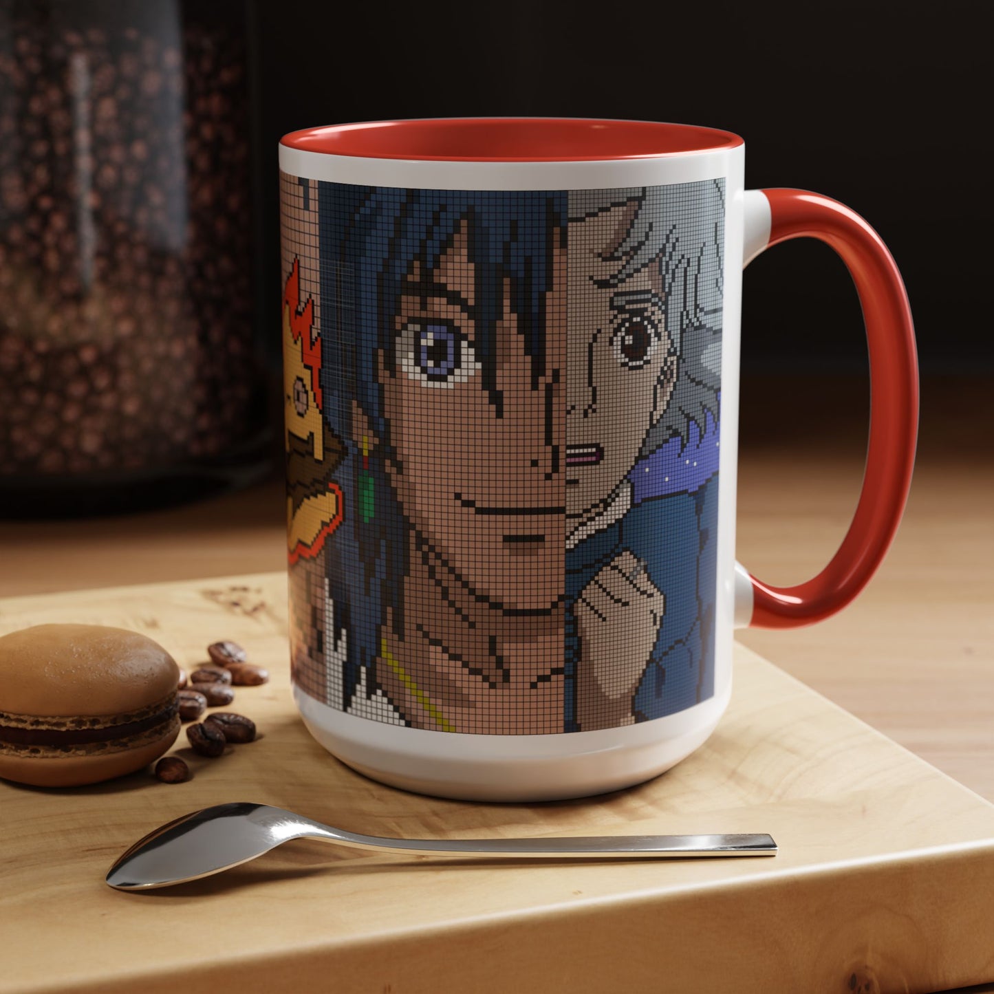 Howl's Moving Castle Pixel Accent Mug – Retro Anime Color Handle Cup 11oz & 15oz – Studio Ghibli Coffee Gift