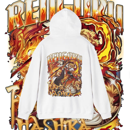 Rengoku Flame Bootleg Back Print Hoodie 100% Cotton