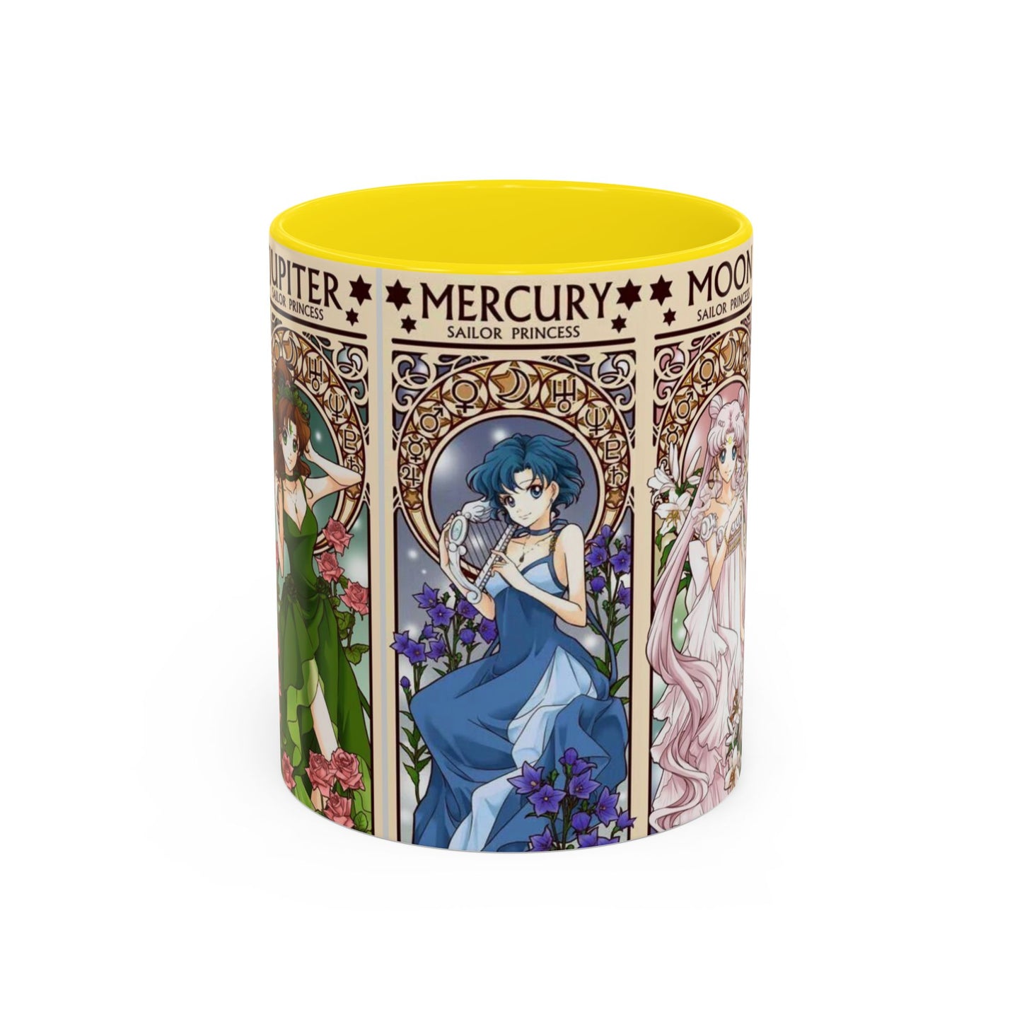 Sailor Moon Inner Guardians Accent Mug – Color Handle Anime Cup 11oz & 15oz – Magical Girl Coffee Gift