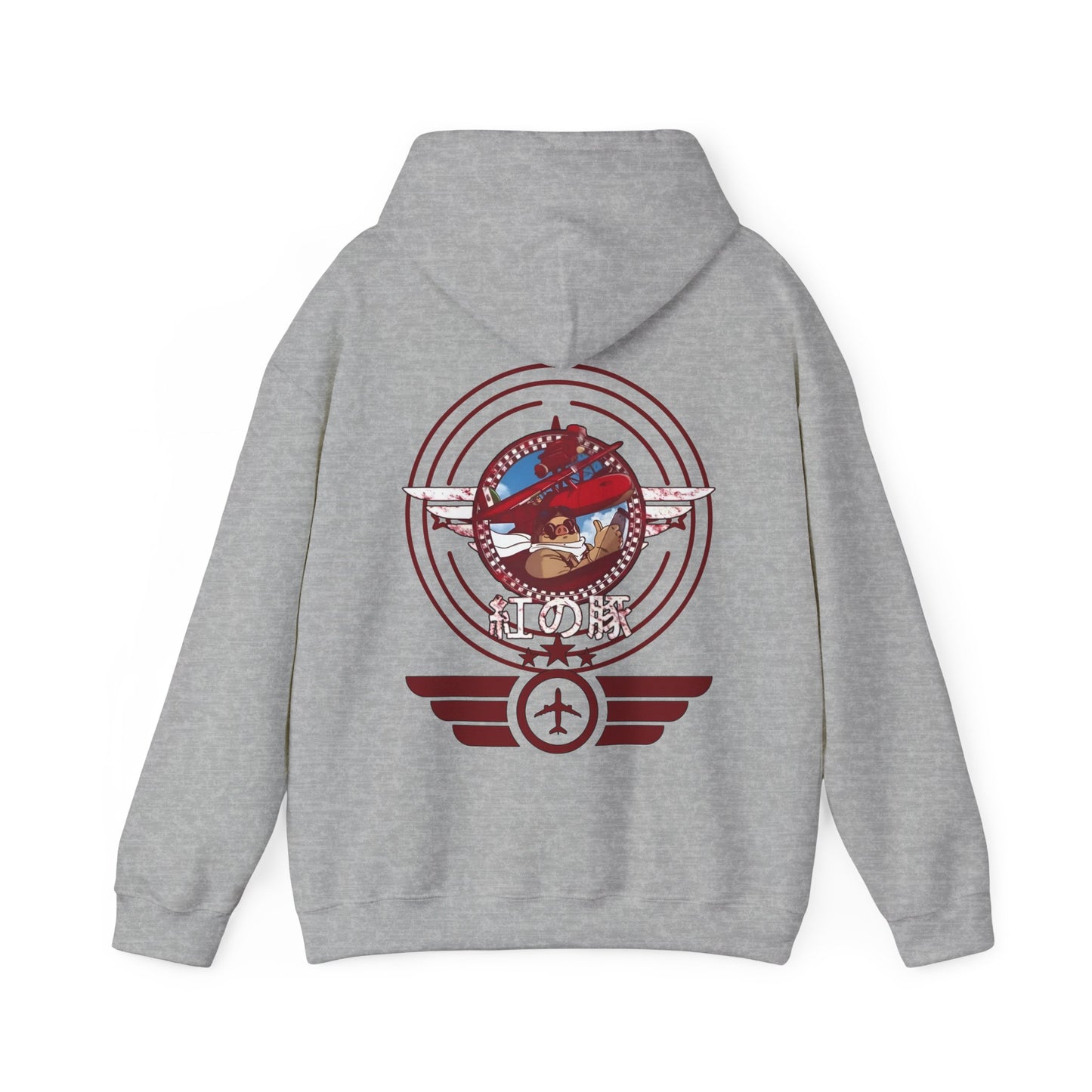 Porco Rosso Aviator Hoodie with Back Print – 100% Cotton Studio Ghibli Pilot Anime Sweatshirt