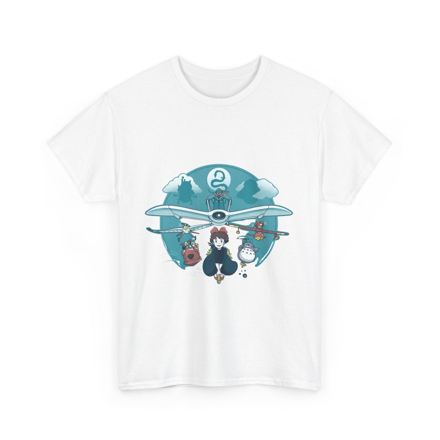 Flying Ghibli Characters T-Shirt – 100% Cotton Anime Tee for Studio Ghibli Fans