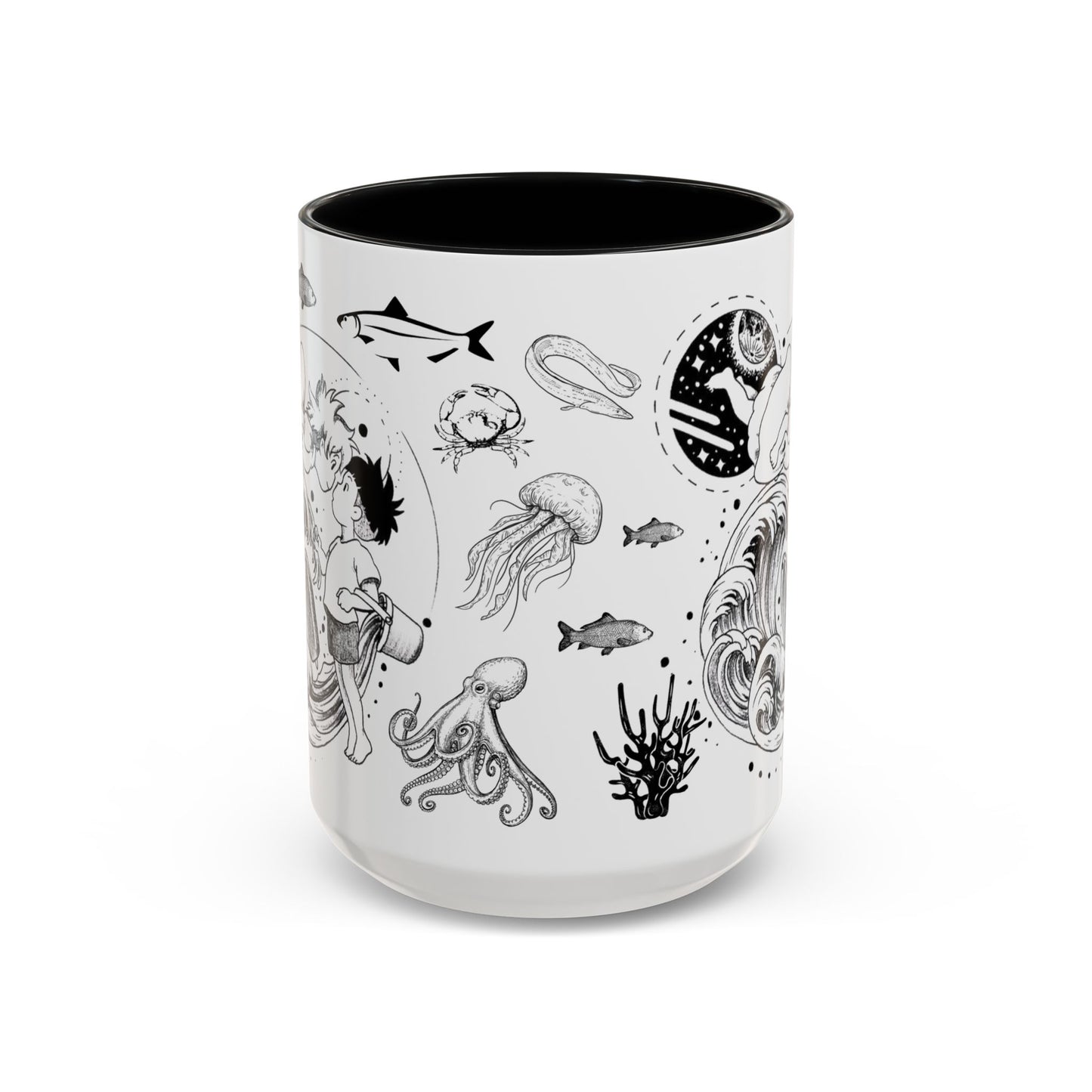 Ponyo World Sea Accent Mug – Studio Ghibli Color Handle Cup 11oz & 15oz – Ocean Anime Coffee Gift
