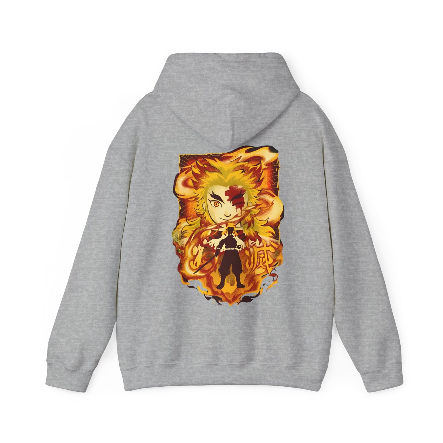 Kyojuro Rengoku Demon Slayer Back Print Hoodie – 100% Cotton Anime Hoodie for Flame Hashira Fans
