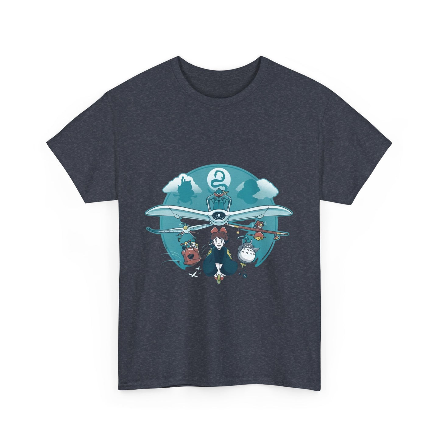 Flying Ghibli Characters T-Shirt – 100% Cotton Anime Tee for Studio Ghibli Fans