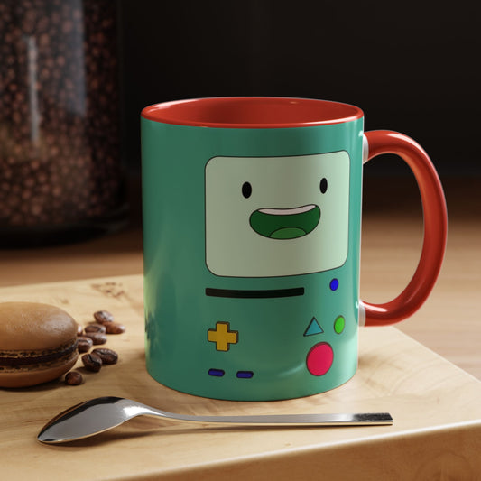 BMO Adventure Time Accent Handle Mug – Colorful Beemo Cup – 11oz & 15oz Ceramic Gift for Cartoon Fans