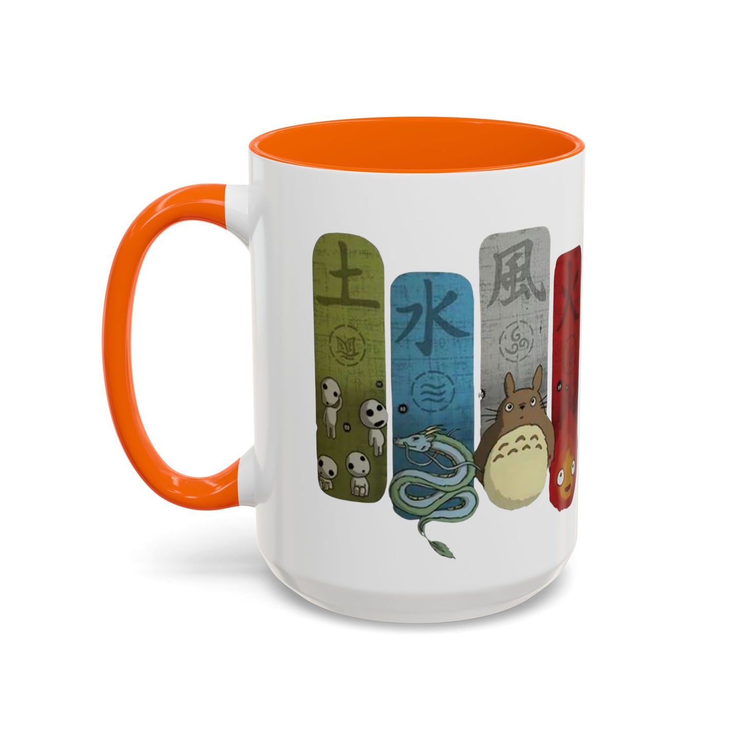 Studio Ghibli Figures Accent Mug – 11oz & 15oz Color Handle Anime Cup – Ghibli Character Coffee Mug for Fans