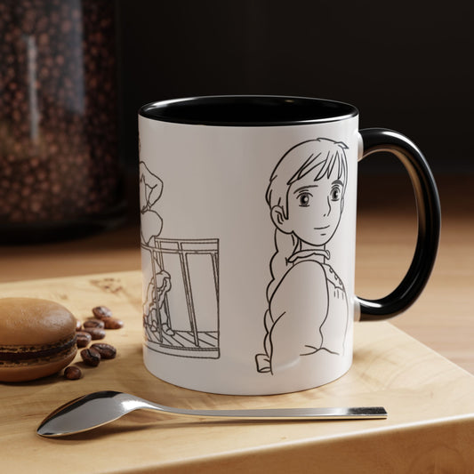 Sophie and Howl Accent Mug – Romantic Ghibli Color Handle Cup 11oz & 15oz – Howl’s Moving Castle Anime Love Gift