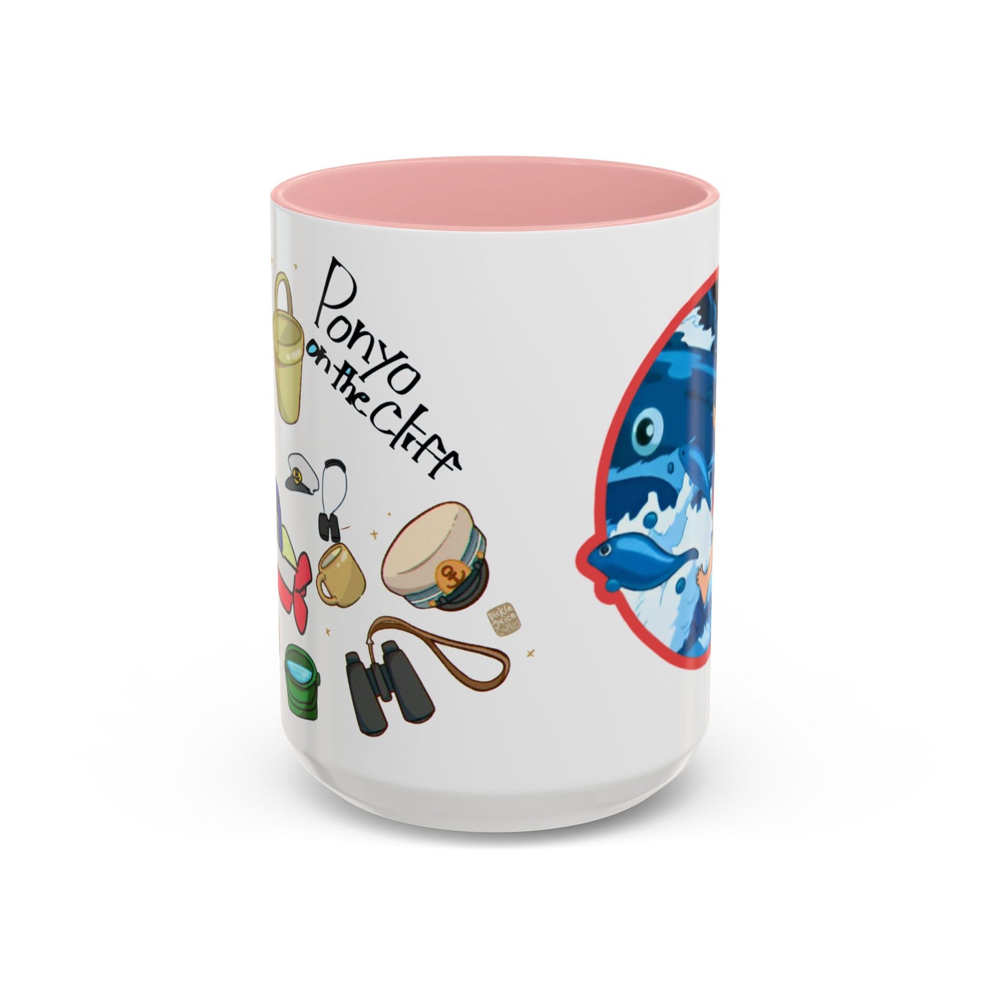 Ponyo Accent Mug – Studio Ghibli Collage Color Handle Cup 11oz & 15oz – Cute Anime Ocean Gift for Fans