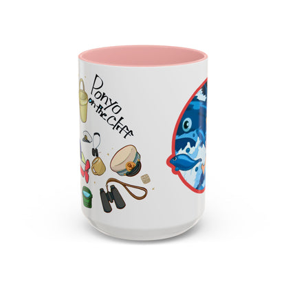 Ponyo Accent Mug – Studio Ghibli Collage Color Handle Cup 11oz & 15oz – Cute Anime Ocean Gift for Fans