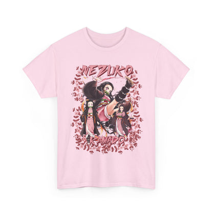 Nezuko Kamado Pink Flowers T-Shirt – 100% Cotton Demon Slayer Anime Tee