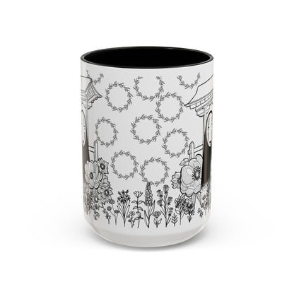 No Face Flowers Accent Mug – Studio Ghibli Inspired Coffee Cup – 11oz & 15oz Ceramic Anime Gift