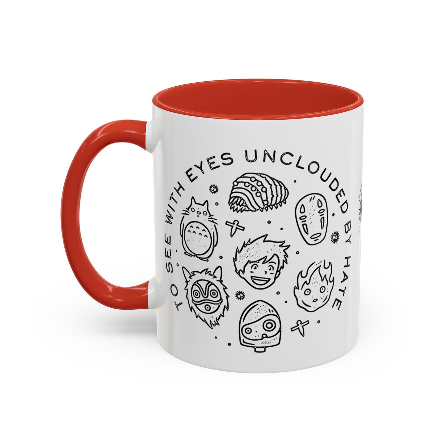 Universe Ghibli Accent Mug – Color Handle Anime Coffee Cup – 11oz & 15oz Studio Ghibli Ceramic Mug Gift