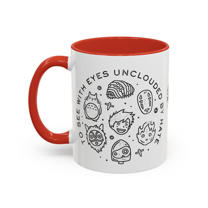 Universe Ghibli Accent Mug – Color Handle Anime Coffee Cup – 11oz & 15oz Studio Ghibli Ceramic Mug Gift