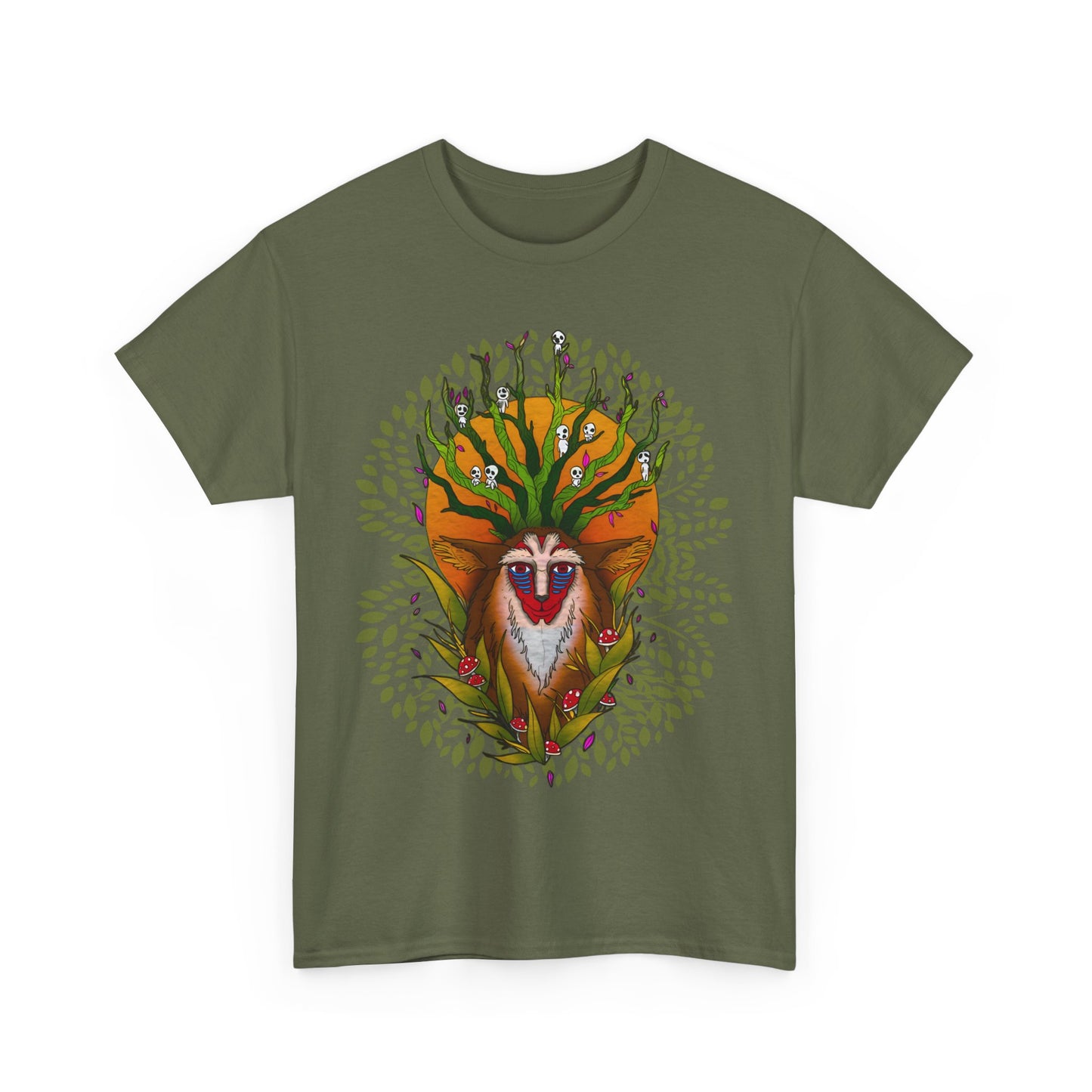 Forest Spirit Ghibli T-Shirt – 100% Cotton Princess Mononoke Anime Tee