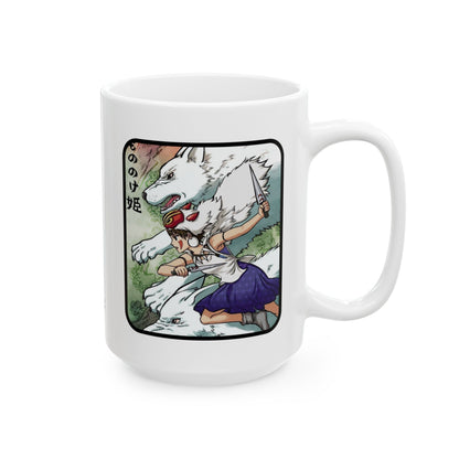 Princess Mononoke Collage Mug – Studio Ghibli Coffee Cup 11oz & 15oz – Epic Anime Gift Featuring San, Ashitaka & Forest Spirits