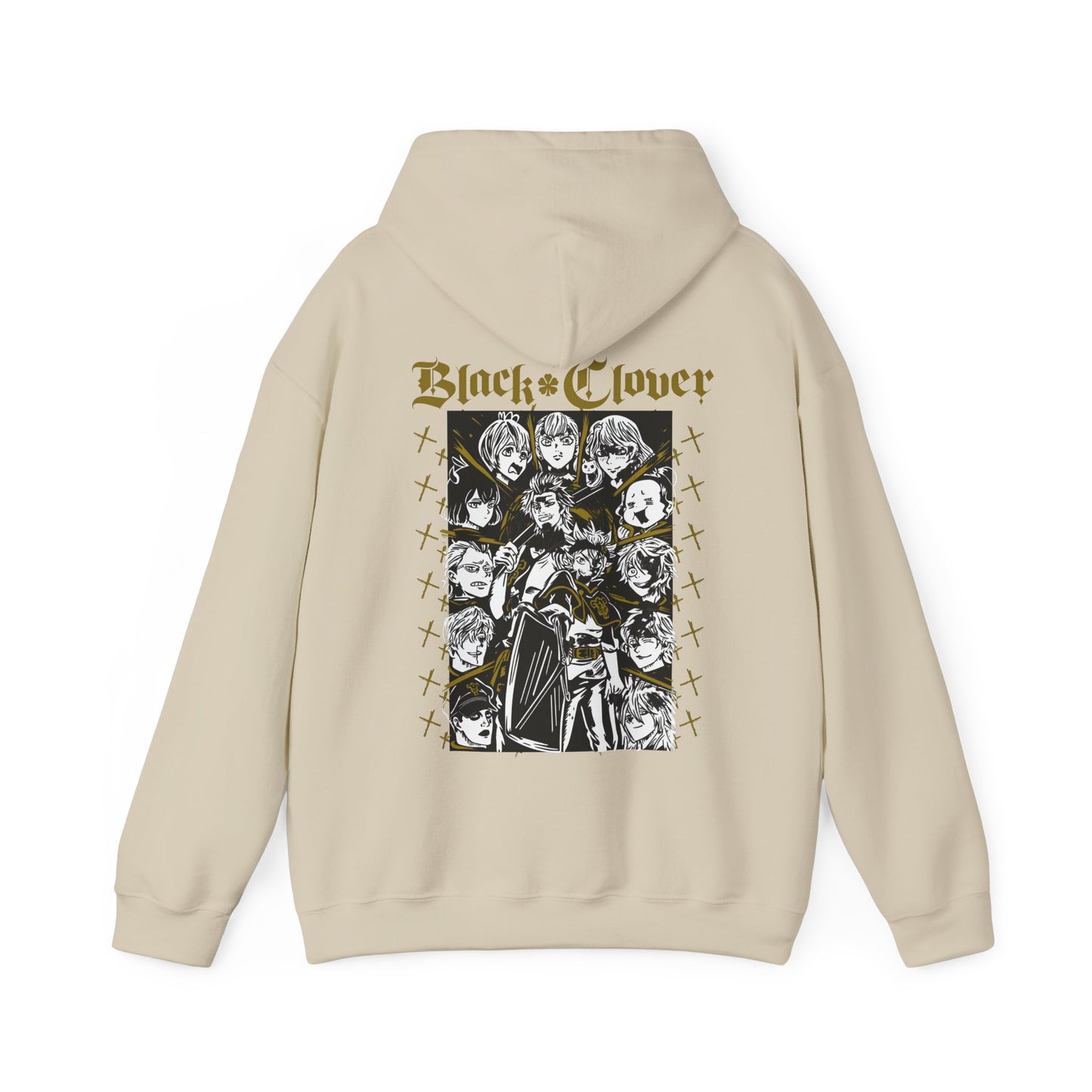 Black Clover Back Print Hoodie – 100% Cotton Anime Sweatshirt with Asta, Yuno & Noelle – Stylish Back Graphic Pullover