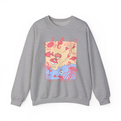 Ponyo Sea World Sweatshirt – 100% Cotton Studio Ghibli Ocean Anime Pullover