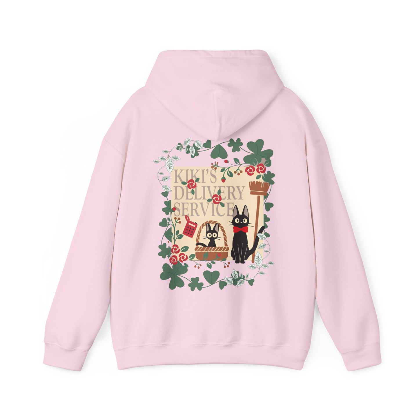 Kiki’s Delivery Service Back Print Hoodie – 100% Cotton Studio Ghibli Hoodie Featuring Kiki and Jiji
