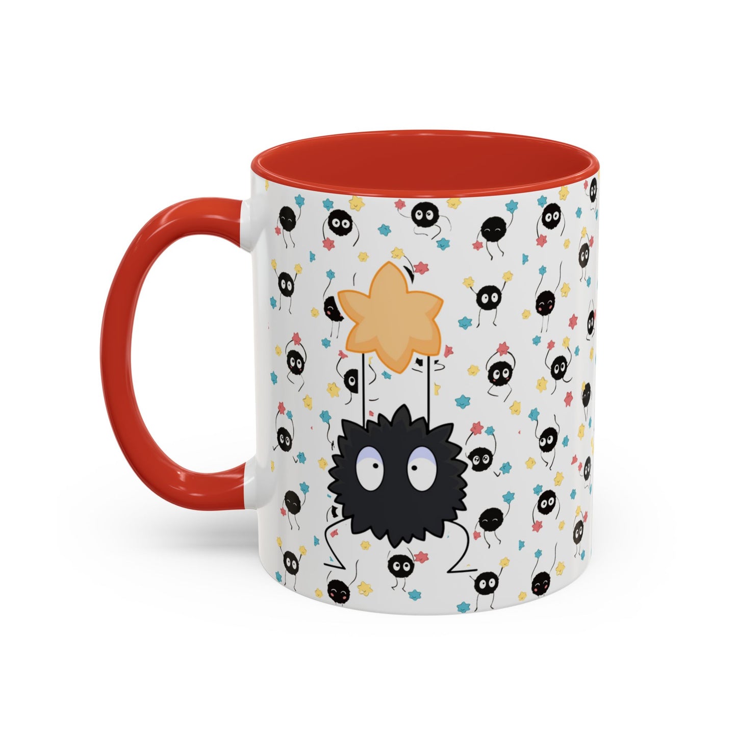 Soot Sprites Accent Mug – Studio Ghibli Color Handle Cup – 11oz & 15oz Ceramic Anime Gift