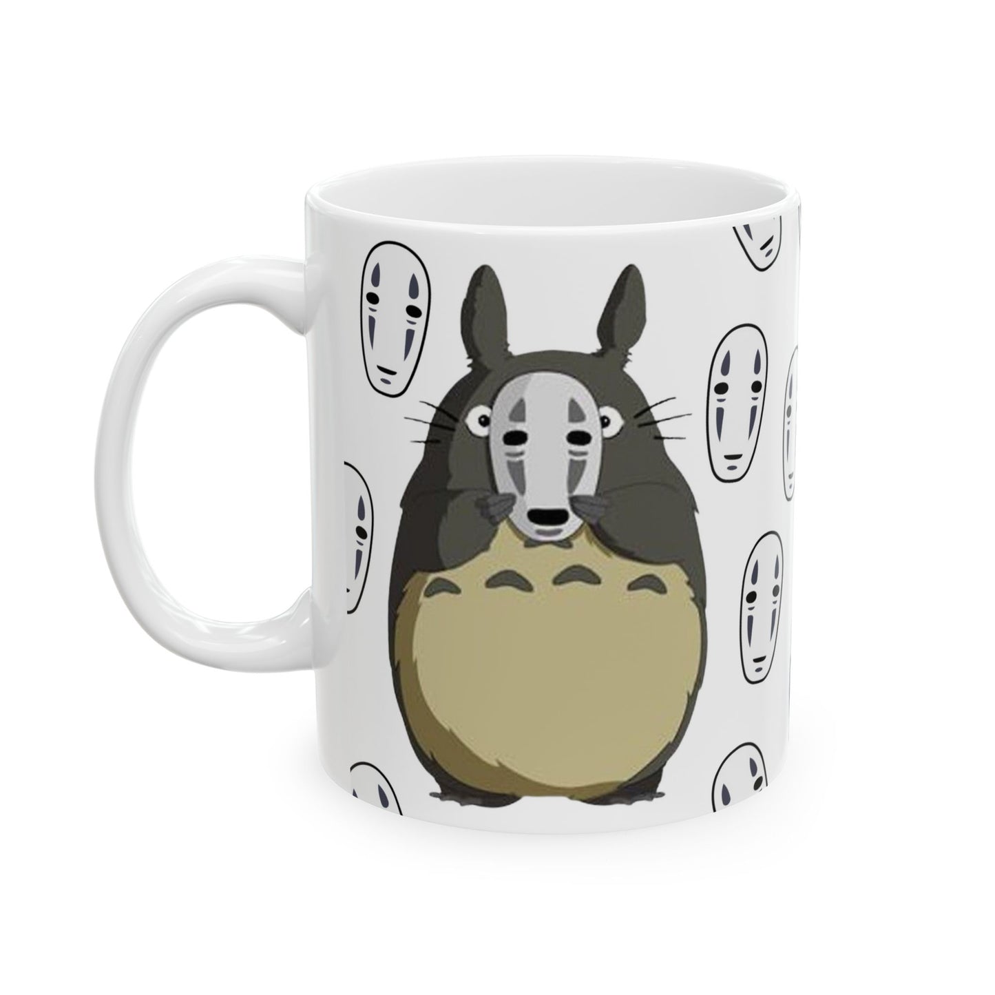 Totoro No Face Mask Mug – Studio Ghibli Crossover Cup 11oz & 15oz – Cute Anime Coffee Gift for Fans