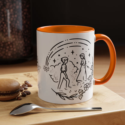 Calcifer Accent Mug – Howl’s Moving Castle Cup with Colored Handle – Studio Ghibli Gift 11oz & 15oz