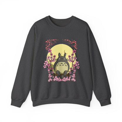 Totoro Sakura Moon Sweatshirt – Cozy 100% Cotton Studio Ghibli Cherry Blossom Pullover