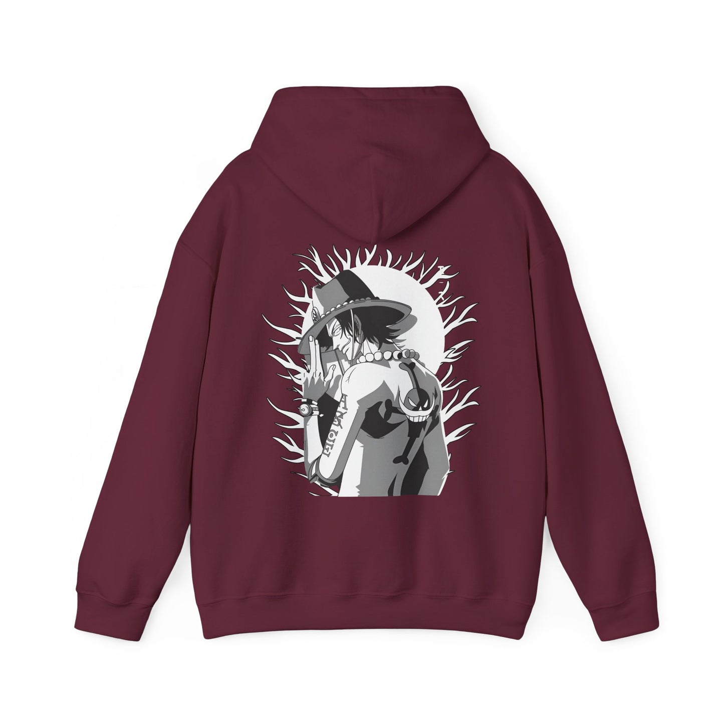 Portgas D. Ace One Piece Back Print Hoodie – 100% Cotton Anime Hoodie for Fire Fist Fans