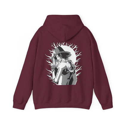 Portgas D. Ace One Piece Back Print Hoodie – 100% Cotton Anime Hoodie for Fire Fist Fans