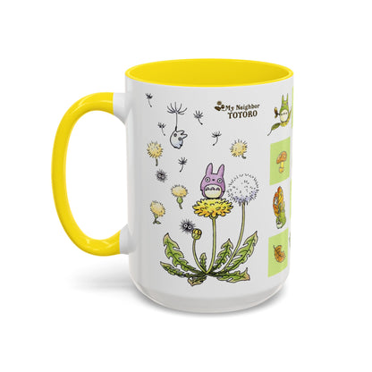 Totoro Green Accent Mug – Studio Ghibli Color Handle Coffee Cup – 11oz & 15oz Ceramic Gift for Anime Fans