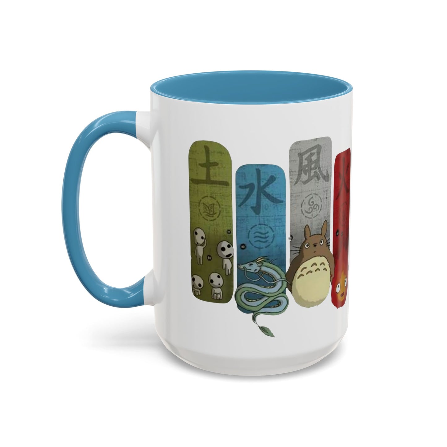 Studio Ghibli Figures Accent Mug – 11oz & 15oz Color Handle Anime Cup – Ghibli Character Coffee Mug for Fans