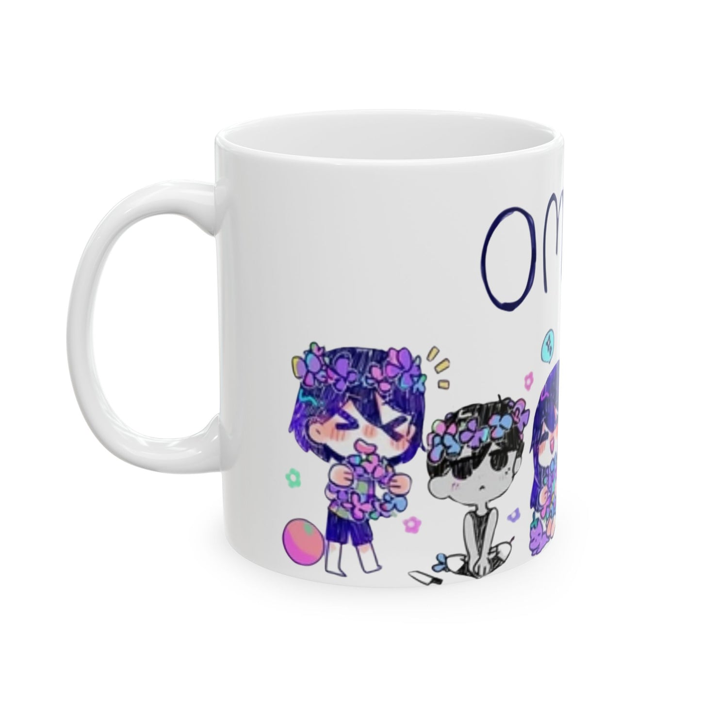 Family Omori Mug – Cute Omori Characters Ceramic Cup – 11oz & 15oz Coffee Mug for Anime and Game Fans